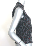 Christian Dior Zip-Front Blouse Gray Leopard Print Size US 6 Sleeveless Top