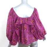 Ulla Johnson Coline Off the Shoulder Blouse Magenta Metallic Floral Print Size 0
