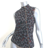 Christian Dior Zip-Front Blouse Gray Leopard Print Size US 6 Sleeveless Top