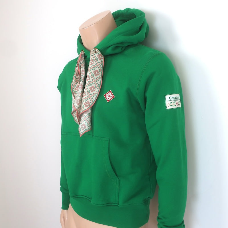 Casablanca Scarf Tie Hoodie Sweatshirt Green French Terry Size Medium