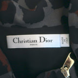 Christian Dior Zip-Front Blouse Gray Leopard Print Size US 6 Sleeveless Top