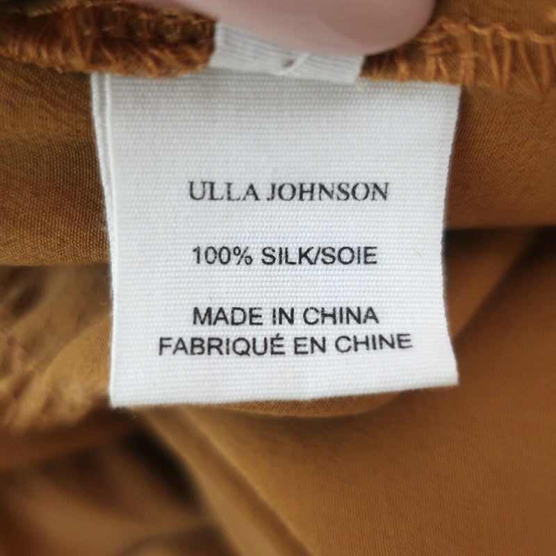 Ulla Johnson Sleeveless Tiered Midi Dress Minetta Mustard Silk Size 0