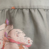 THE GREAT Peplum Blouse Taupe Floral Print Silk Size 0