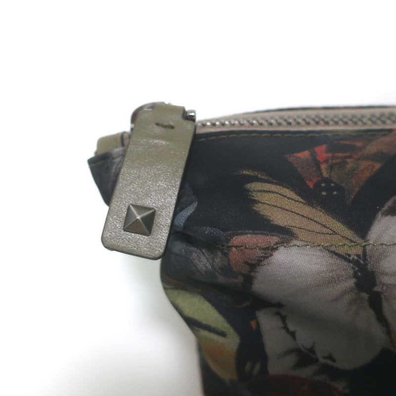 Valentino Camu Butterfly Rockstud Tote Olive/Multi Nylon Large Shoulder Bag NEW