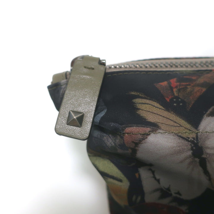 Valentino Camu Butterfly Rockstud Tote Olive/Multi Nylon Large Shoulder Bag NEW