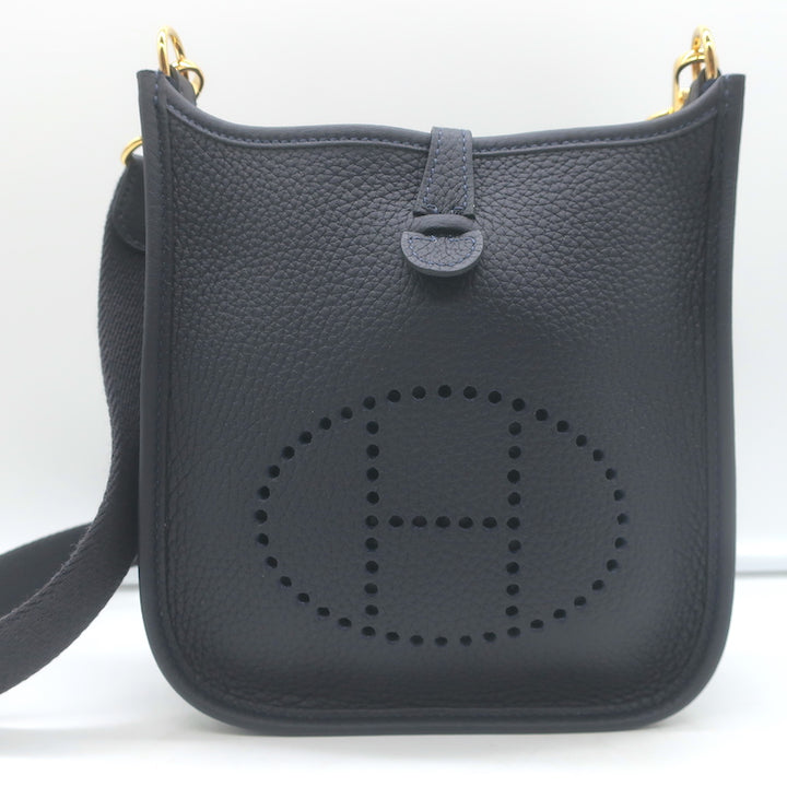 Hermes Mini Evelyne Crossbody Bag Caban Leather Gold Hardware NEW