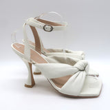 Stuart Weitzman Playa 100 Knotted Ankle Strap Sandals Cream Leather Size 8.5