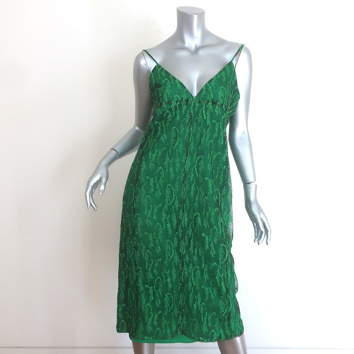 Victoria Beckham Fil Coupe Embroidered Mesh Midi Dress Green Size US 6