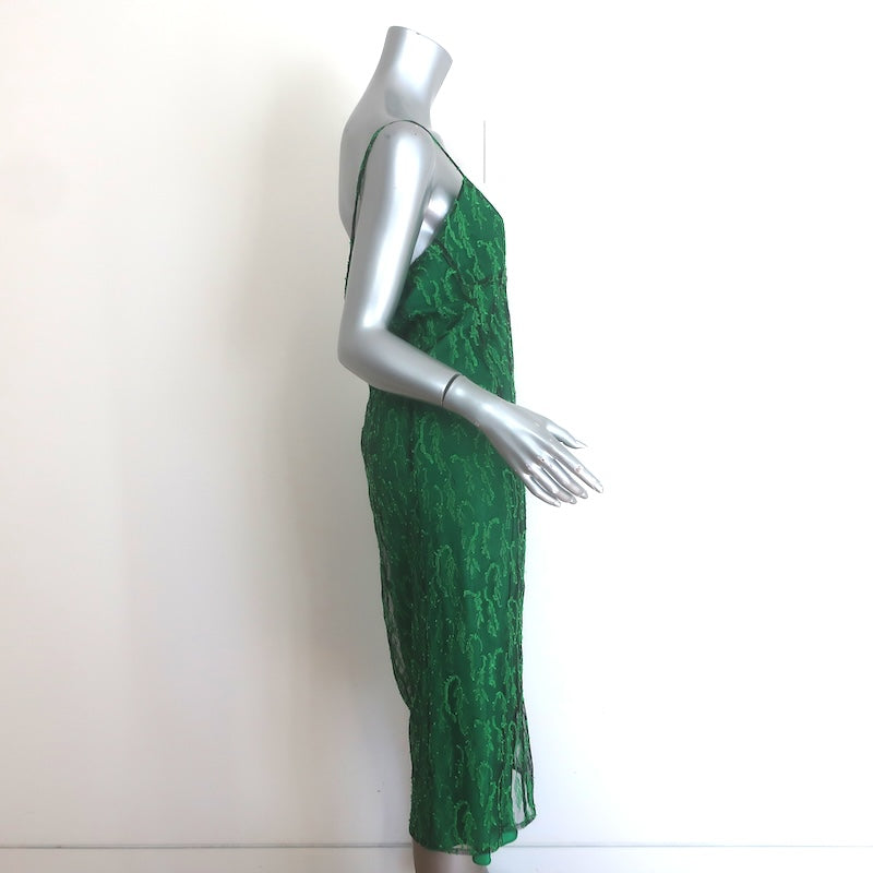 Victoria Beckham Fil Coupe Embroidered Mesh Midi Dress Green Size US 6