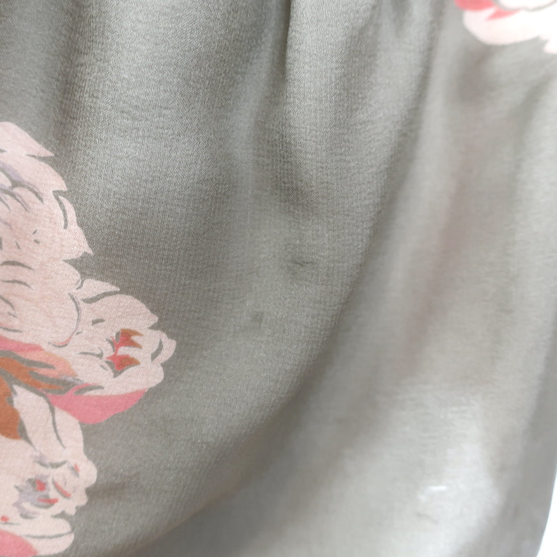 THE GREAT Peplum Blouse Taupe Floral Print Silk Size 0