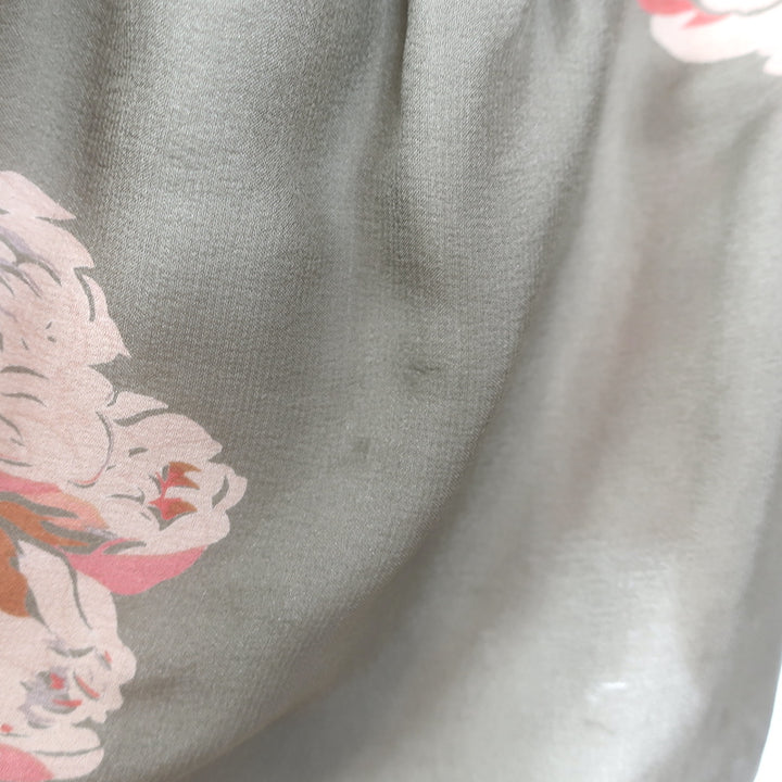THE GREAT Peplum Blouse Taupe Floral Print Silk Size 0
