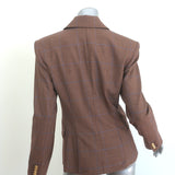 A.L.C. Chelsea Plaid Double Breasted Blazer Brown Stretch Wool Size 6