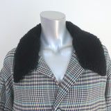 Alexandra Moura Sherpa Collar Glen Check Coat Size Large Oversize Jacket