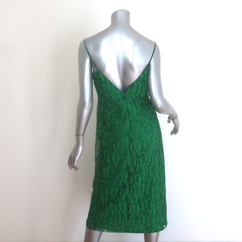 Victoria Beckham Fil Coupe Embroidered Mesh Midi Dress Green Size US 6