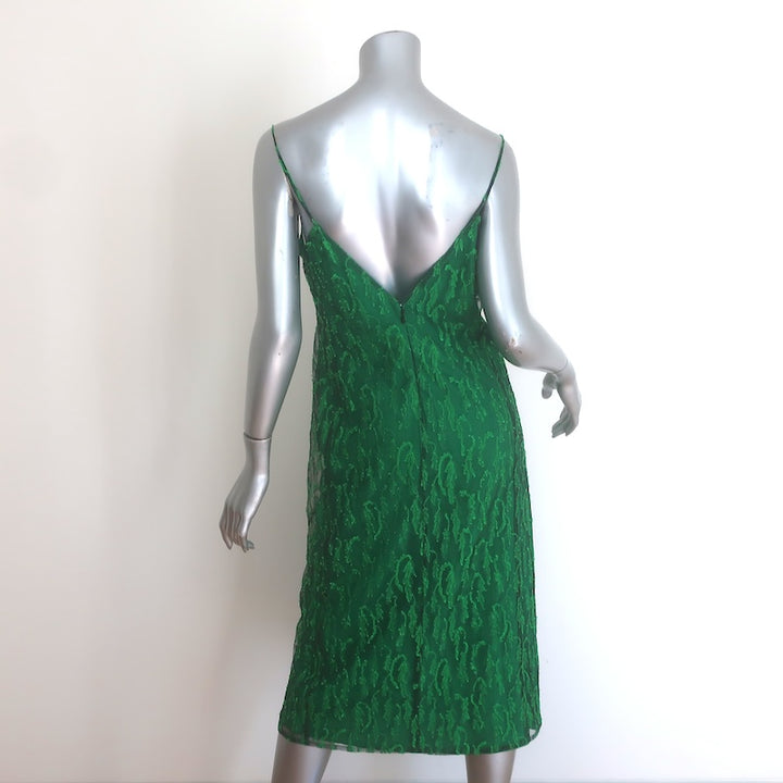 Victoria Beckham Fil Coupe Embroidered Mesh Midi Dress Green Size US 6