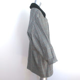 Alexandra Moura Shearling Collar Plaid Coat Gray Cotton-Blend Size Large