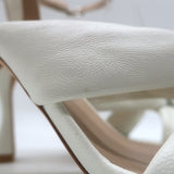 Stuart Weitzman Playa 100 Knotted Ankle Strap Sandals Cream Leather Size 8.5