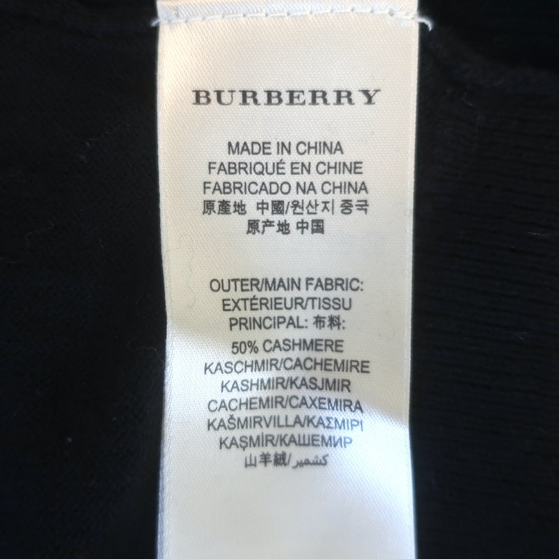 Burberry Brit Check-Trim V-Neck Sweater Black Cotton-Cashmere Size Medium NEW