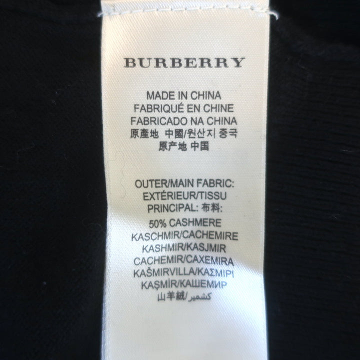 Burberry Brit Check-Trim V-Neck Sweater Black Cotton-Cashmere Size Medium NEW