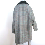 Alexandra Moura Shearling Collar Plaid Coat Gray Cotton-Blend Size Large