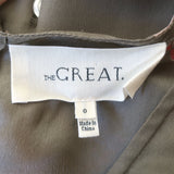 THE GREAT Peplum Blouse Taupe Floral Print Silk Size 0