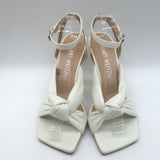 Stuart Weitzman Playa 100 Knotted Ankle Strap Sandals Cream Leather Size 8.5