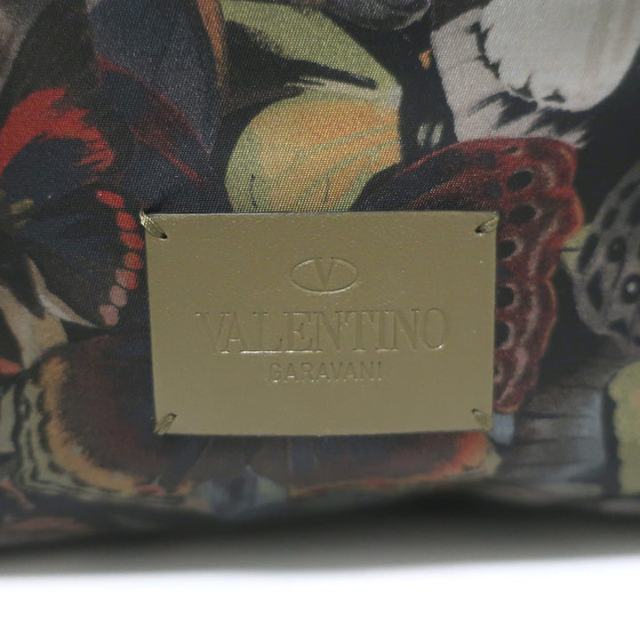 Valentino Camu Butterfly Rockstud Tote Olive/Multi Nylon Large Shoulder Bag NEW