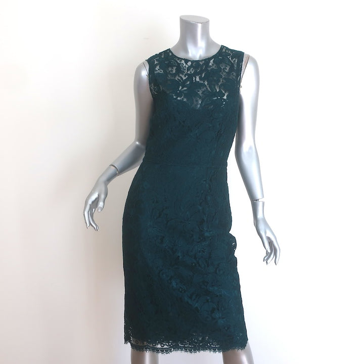 Dolce &amp; Gabbana Sleeveless Lace Sheath Dress Teal Size 42/ US 6