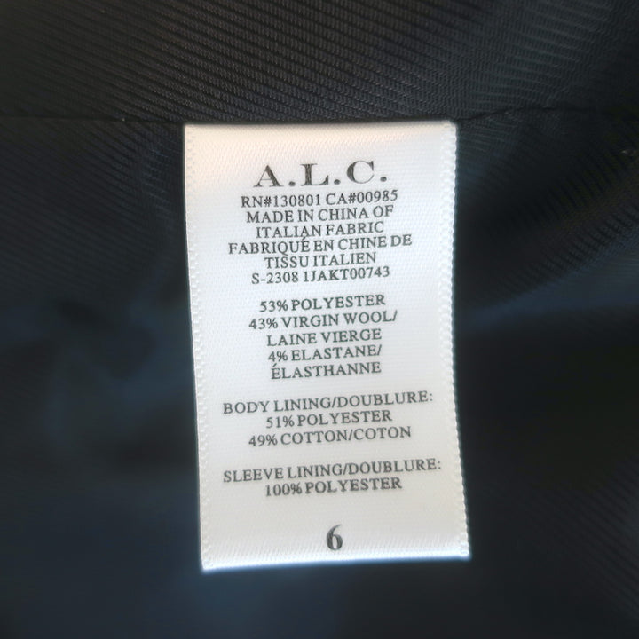 A.L.C. Chelsea Plaid Double Breasted Blazer Brown Stretch Wool Size 6