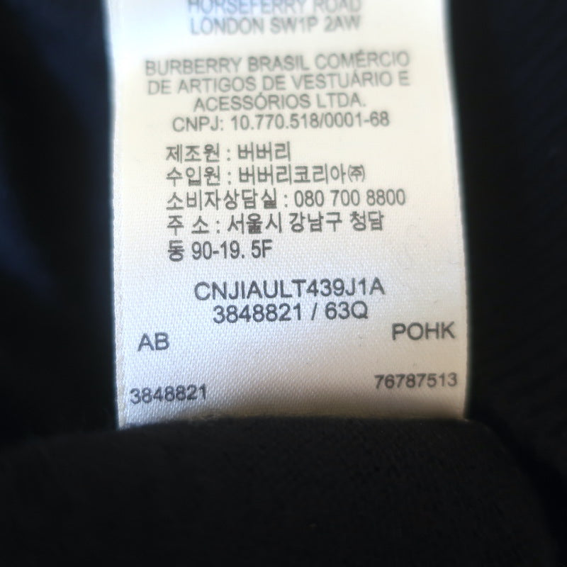 Burberry Brit Check-Trim V-Neck Sweater Black Cotton-Cashmere Size Medium NEW