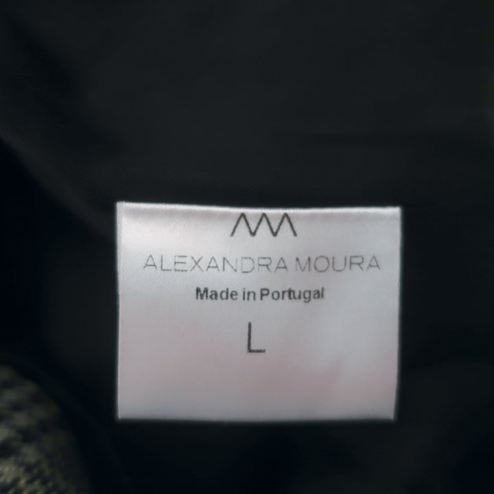 Alexandra Moura Shearling Collar Plaid Coat Gray Cotton-Blend Size Large