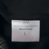 Alexandra Moura Shearling Collar Plaid Coat Gray Cotton-Blend Size Large