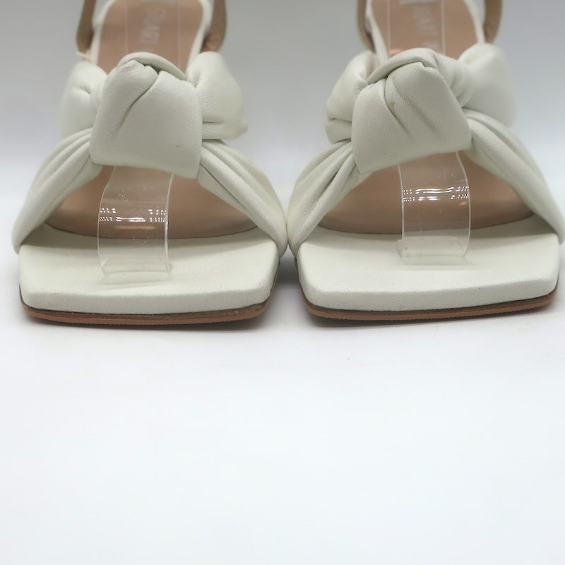 Stuart Weitzman Playa 100 Knotted Ankle Strap Sandals Cream Leather Size 8.5