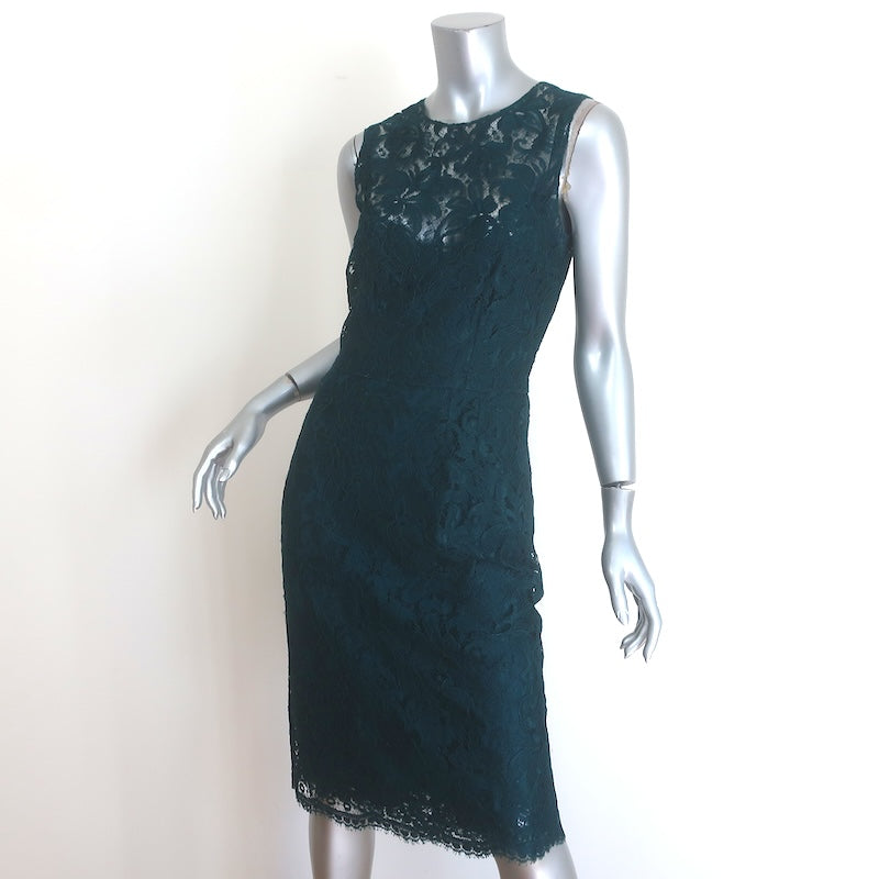 Dolce &amp; Gabbana Sleeveless Lace Sheath Dress Teal Size 42/ US 6