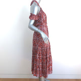 MISA Halter Midi Dress Callie Marseille Pink/Red Printed Rayon Size Extra Small