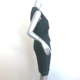 Lanvin Bow Dress Navy Stretch Linen Size 40 Sleeveless Sheath