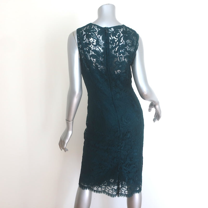 Dolce &amp; Gabbana Sleeveless Lace Sheath Dress Teal Size 42/ US 6