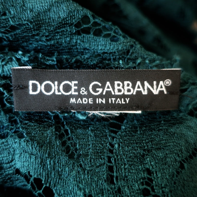 Dolce &amp; Gabbana Sleeveless Lace Sheath Dress Teal Size 42/ US 6