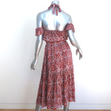MISA Halter Midi Dress Callie Marseille Pink/Red Printed Rayon Size Extra Small