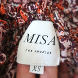 MISA Halter Midi Dress Callie Marseille Pink/Red Printed Rayon Size Extra Small