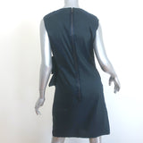 Lanvin Bow Dress Navy Stretch Linen Size 40 Sleeveless Sheath
