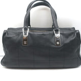 Chanel Square Stitch CC Boston Bag Black Quilted Leather Large Shoulder Bag