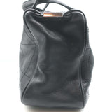 Chanel Square Stitch CC Boston Bag Black Quilted Leather Large Shoulder Bag