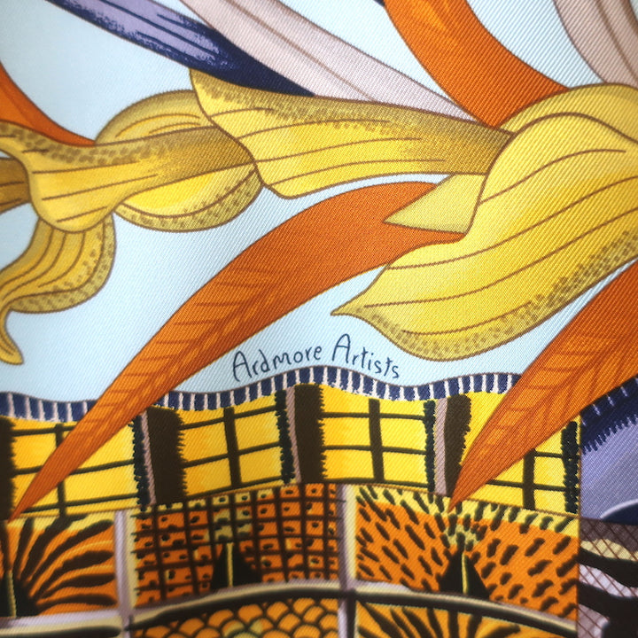 Hermes La Marche du Zambeze 90cm Scarf Light Blue Silk Twill NEW