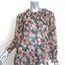 Ba&sh Baia Blouse Turquoise/Pink Floral Print Chiffon Size 0 Long Sleeve Top NEW