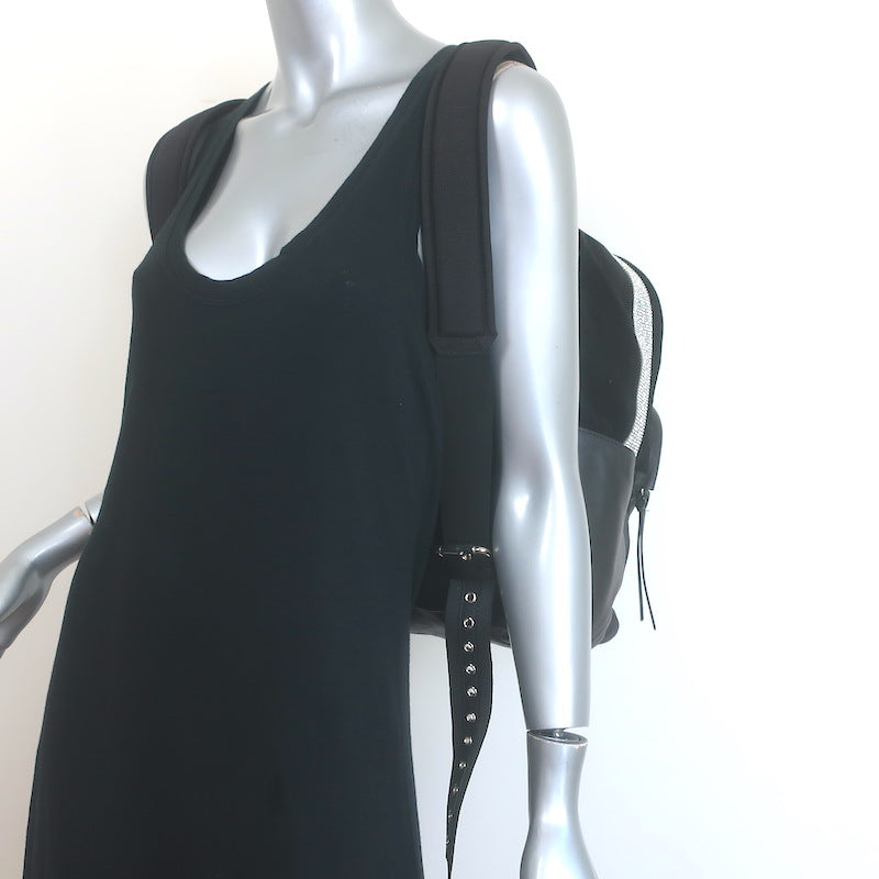 Giuseppe Zanotti Crystal-Trimmed Large Backpack Black Suede &amp; Leather