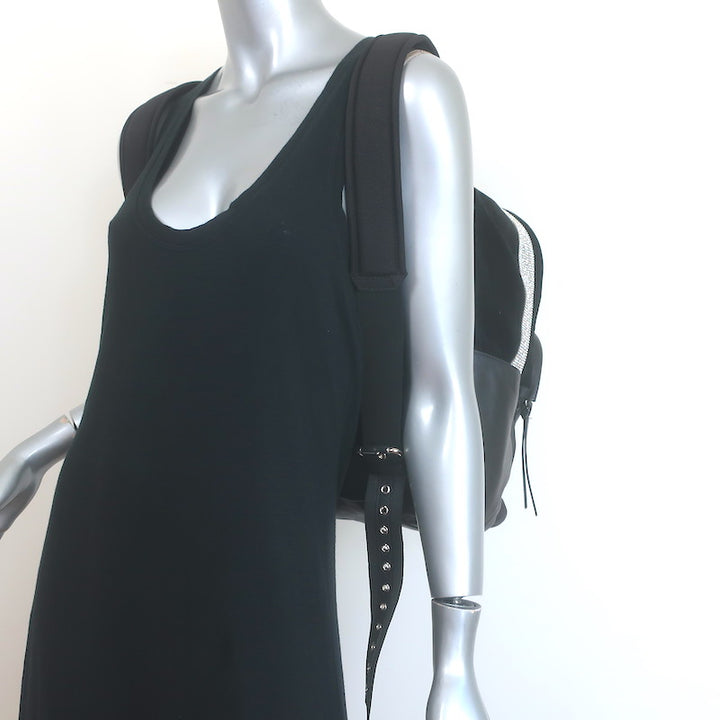 Giuseppe Zanotti Crystal-Trimmed Large Backpack Black Suede &amp; Leather