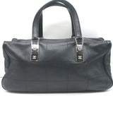 Chanel Square Stitch CC Boston Bag Black Quilted Leather Large Shoulder Bag