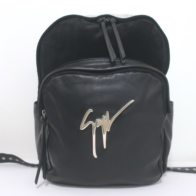 Giuseppe Zanotti Crystal-Trimmed Large Backpack Black Suede &amp; Leather