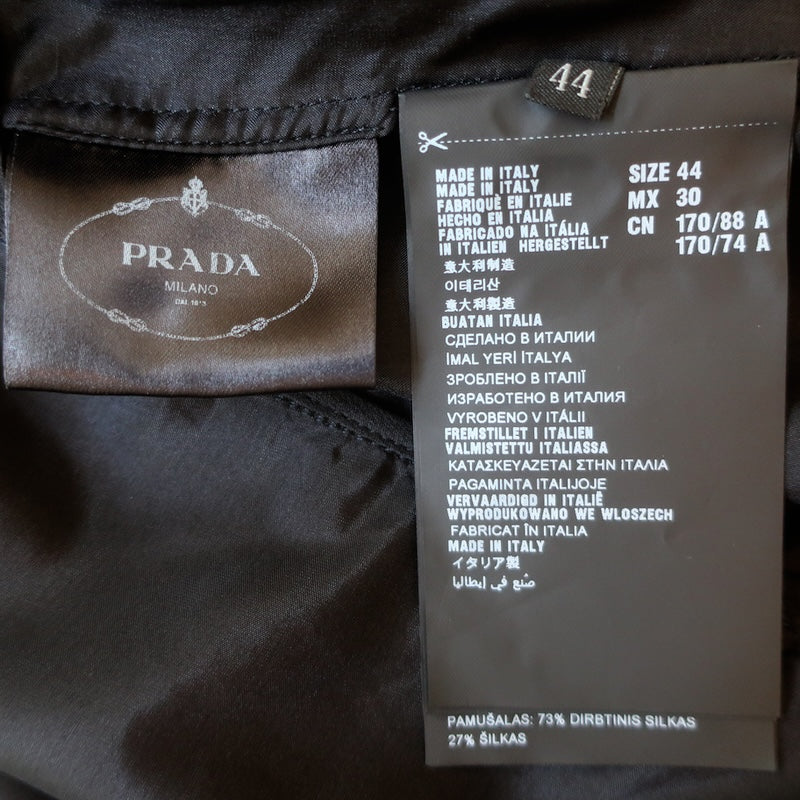 Prada Ruffled Lace-Trim Midi Slip Dress Black Silk Size 44/ US 8